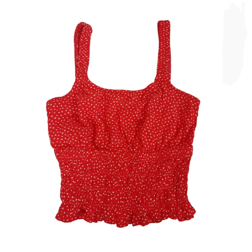 NWT PacSun Women / Teen Red Floral Crop Blouse Small